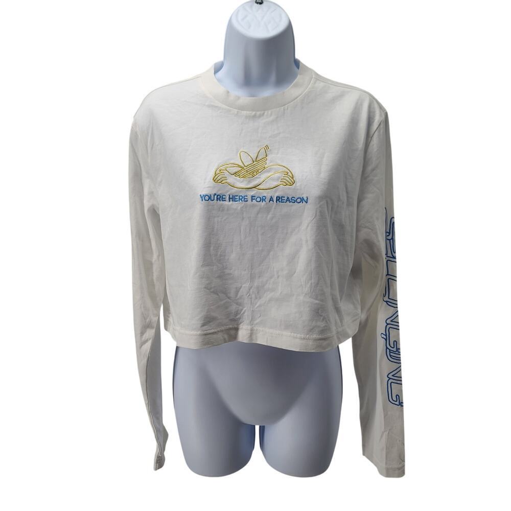 Adidas Originals long sleeve crop collab Sz sm Streetwear Acubi Grunge Cropped